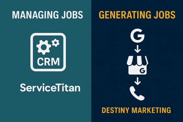 service titan vs destiny electrician marketing comparison crm vs job generation